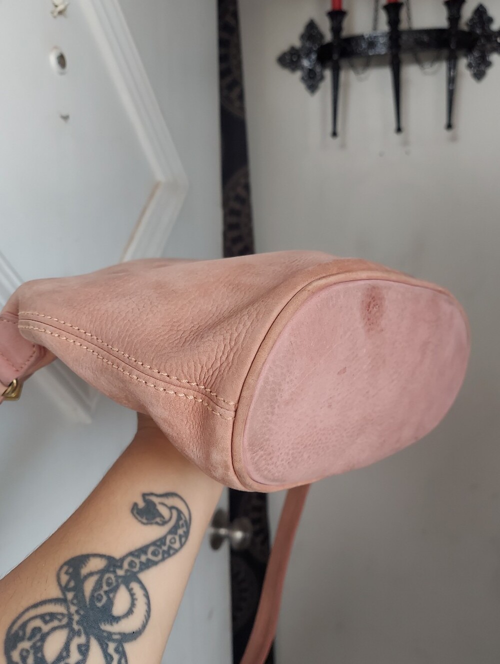 Vintage Coach Rose Small Bucket Zip Nubuc 4933💗🌸 - Picture 11 of 14